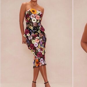 Fashion Nova Multicolor Floral Strapless Dress